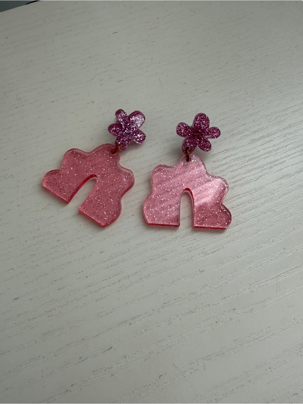 Sparkle pink acrylic earrings